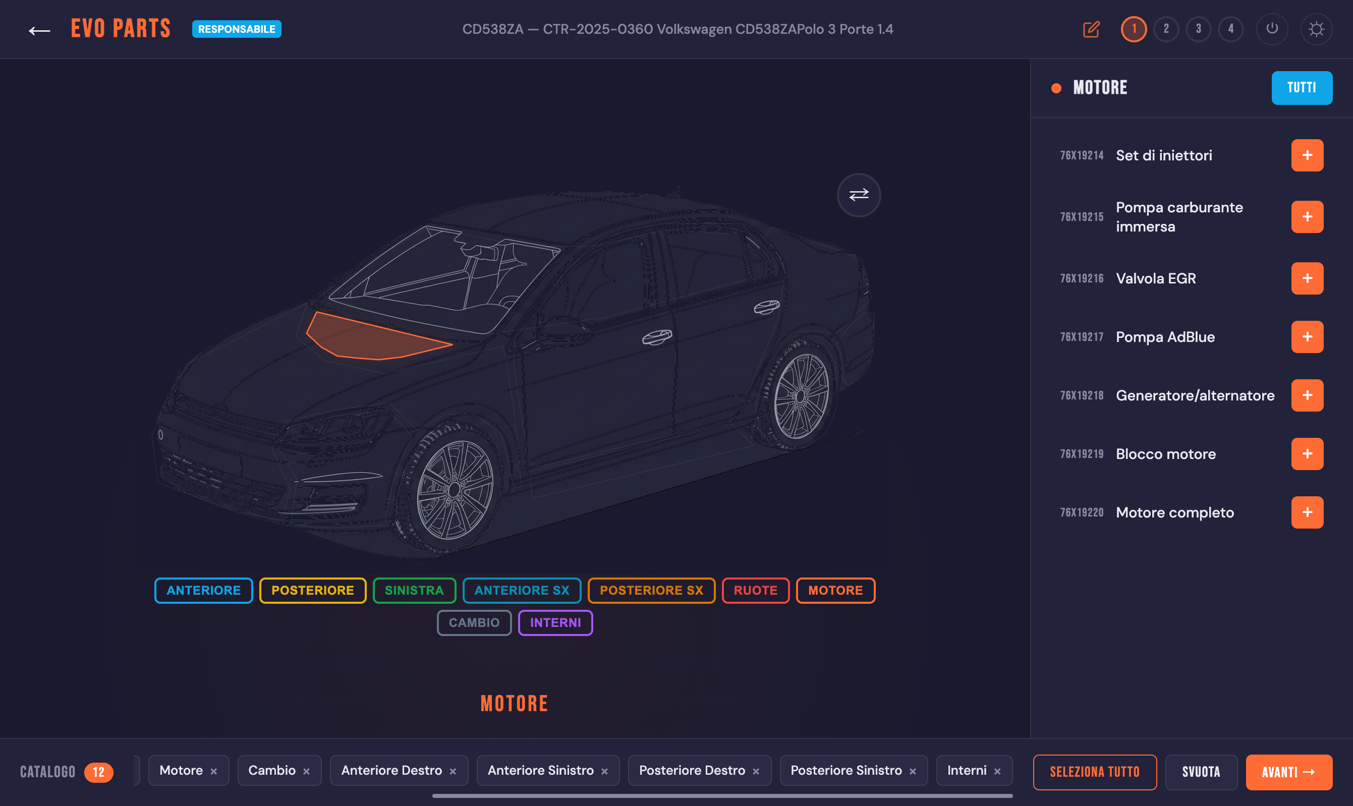 Diagramma interattivo del veicolo — Evo Parts